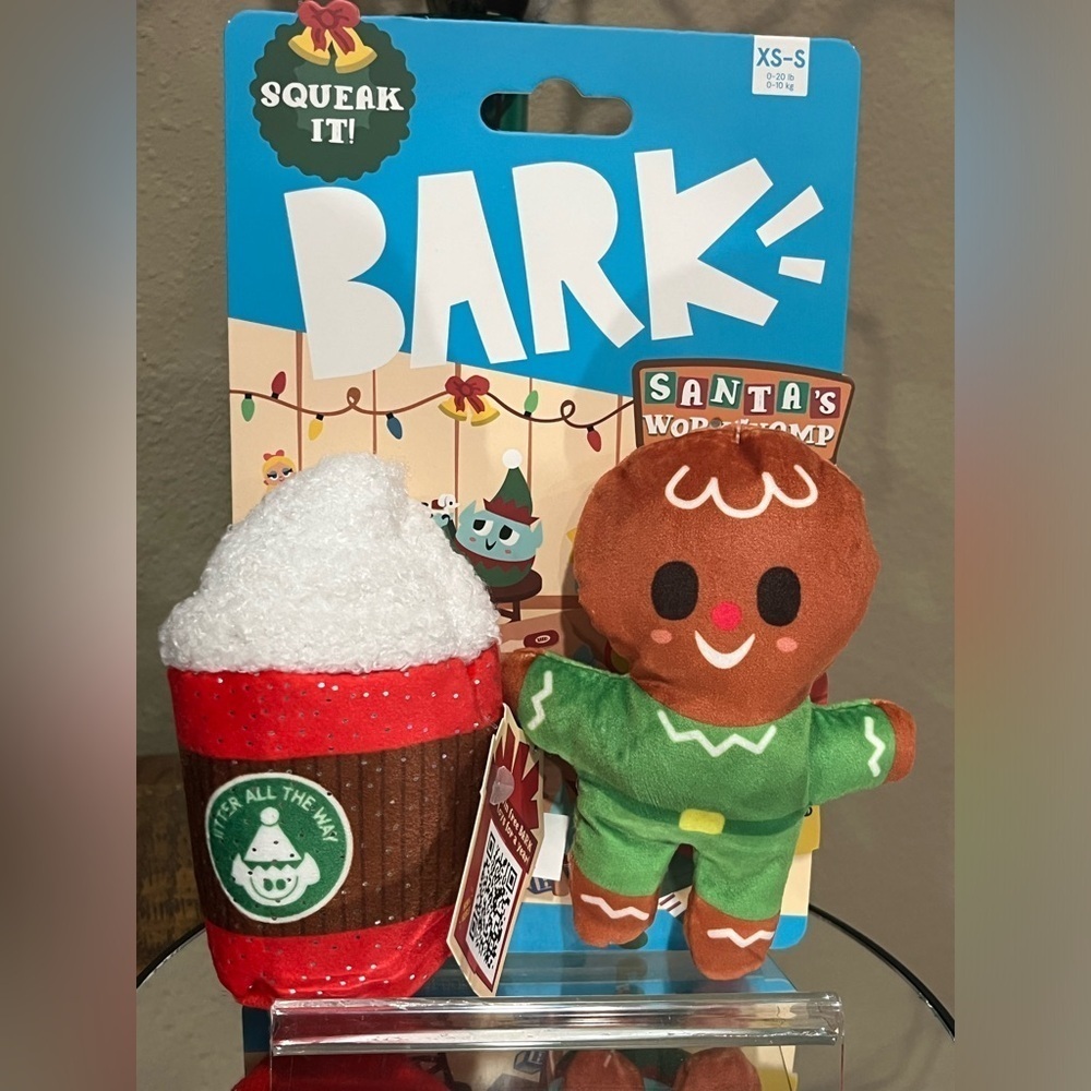 Bark Holiday Gingerbread Dog Toy Set - Brown, Green, Red, White
